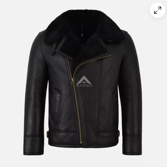 Sheepskin Shearling Aviator Leather Jacket - Picture 1 of 13